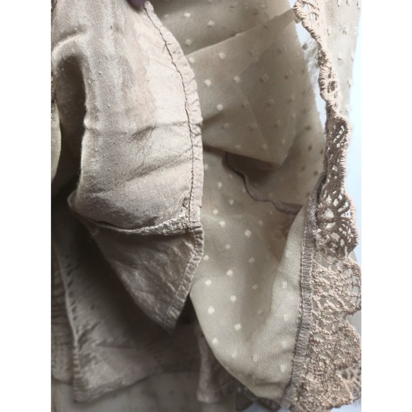 Farm Sz P Peasant Embroidered Tan Dress Semi sheer - Picture 9 of 10